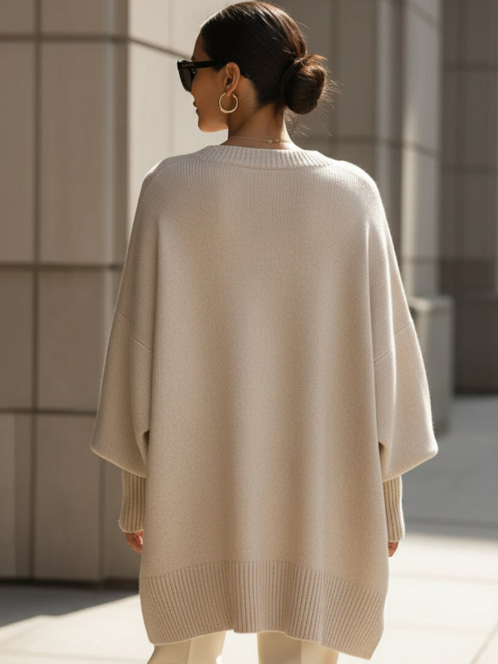 Dames Oversized Batwing Gebreide Poncho Trui