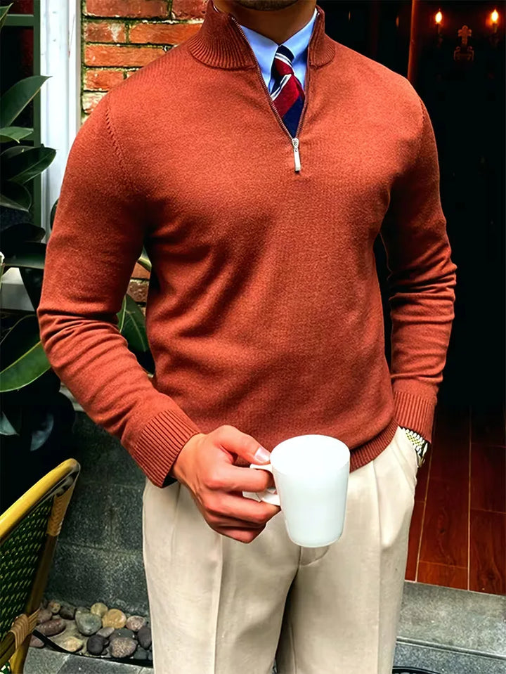 Trui met kraag en half-zip