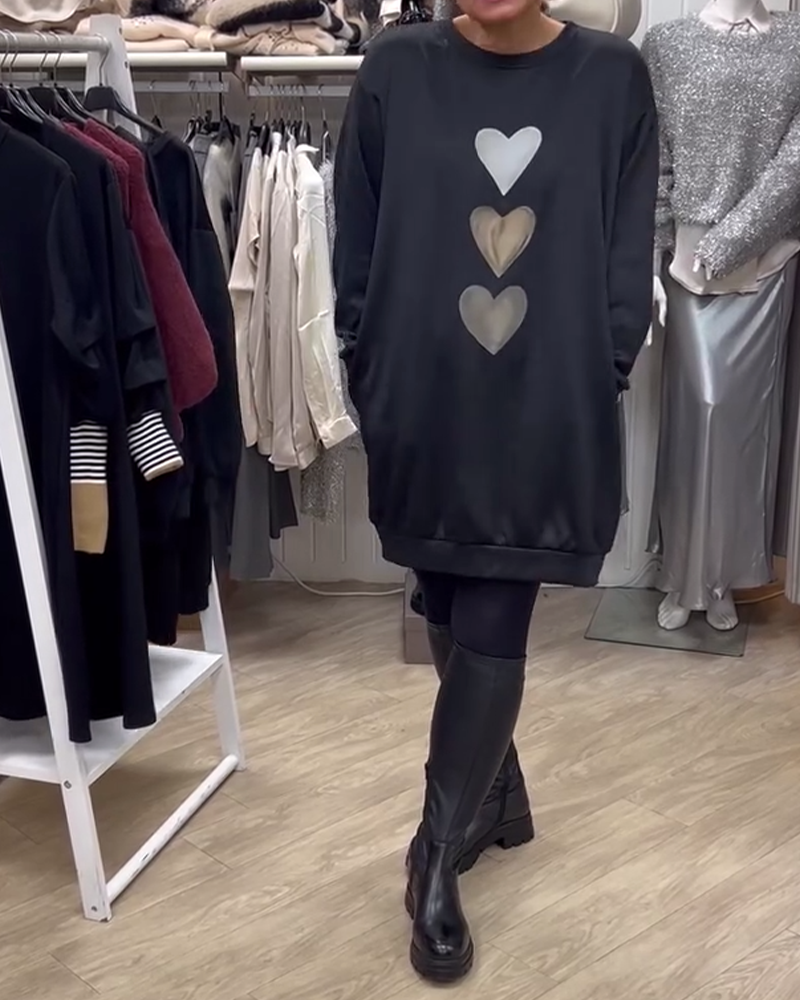 Francine - Dames lange mouwen Hartpatroon Sweatshirt