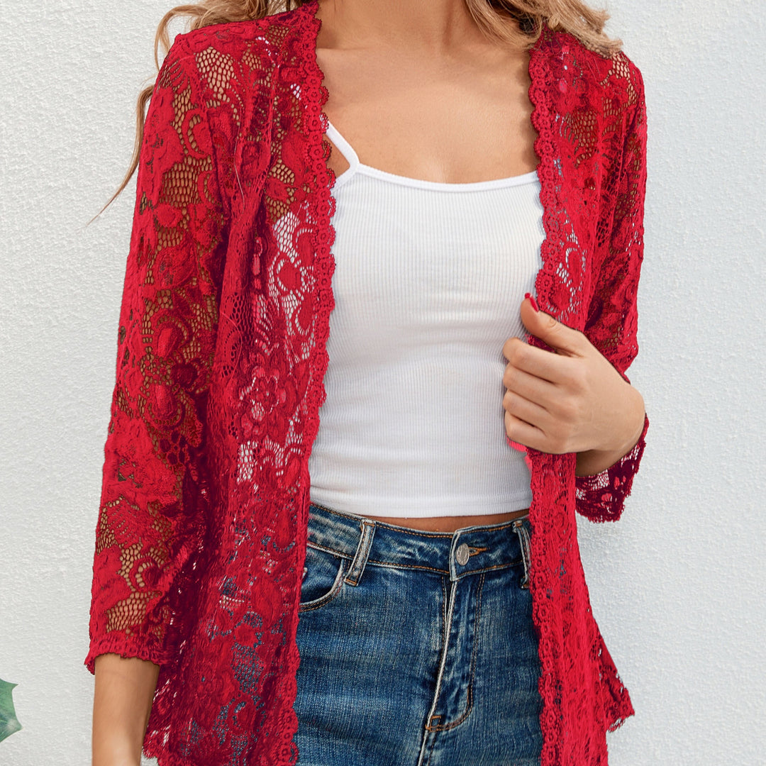 Cassandra | Bloemig Opengewerkt Cardigan