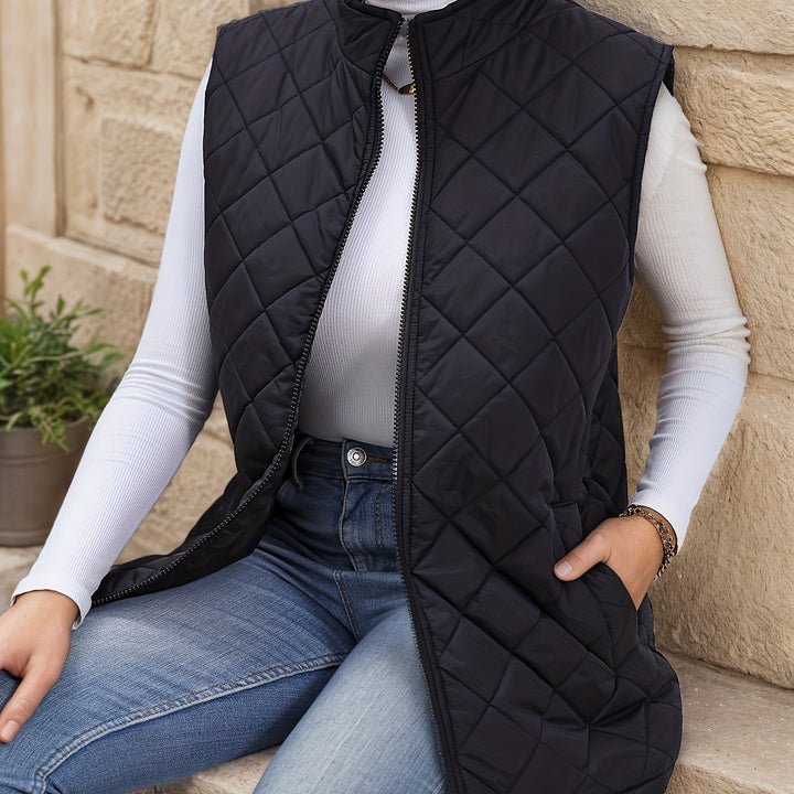 Eileen | Gelaagd Lang Vest met Ruitpatroon