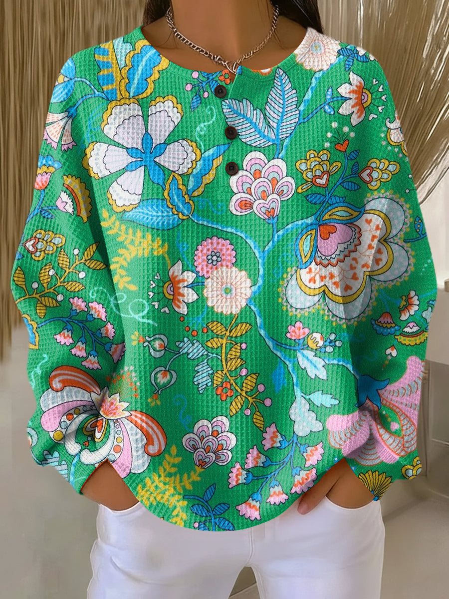 Elina | Pullover met kleurrijk etnisch bloemenpatroon
