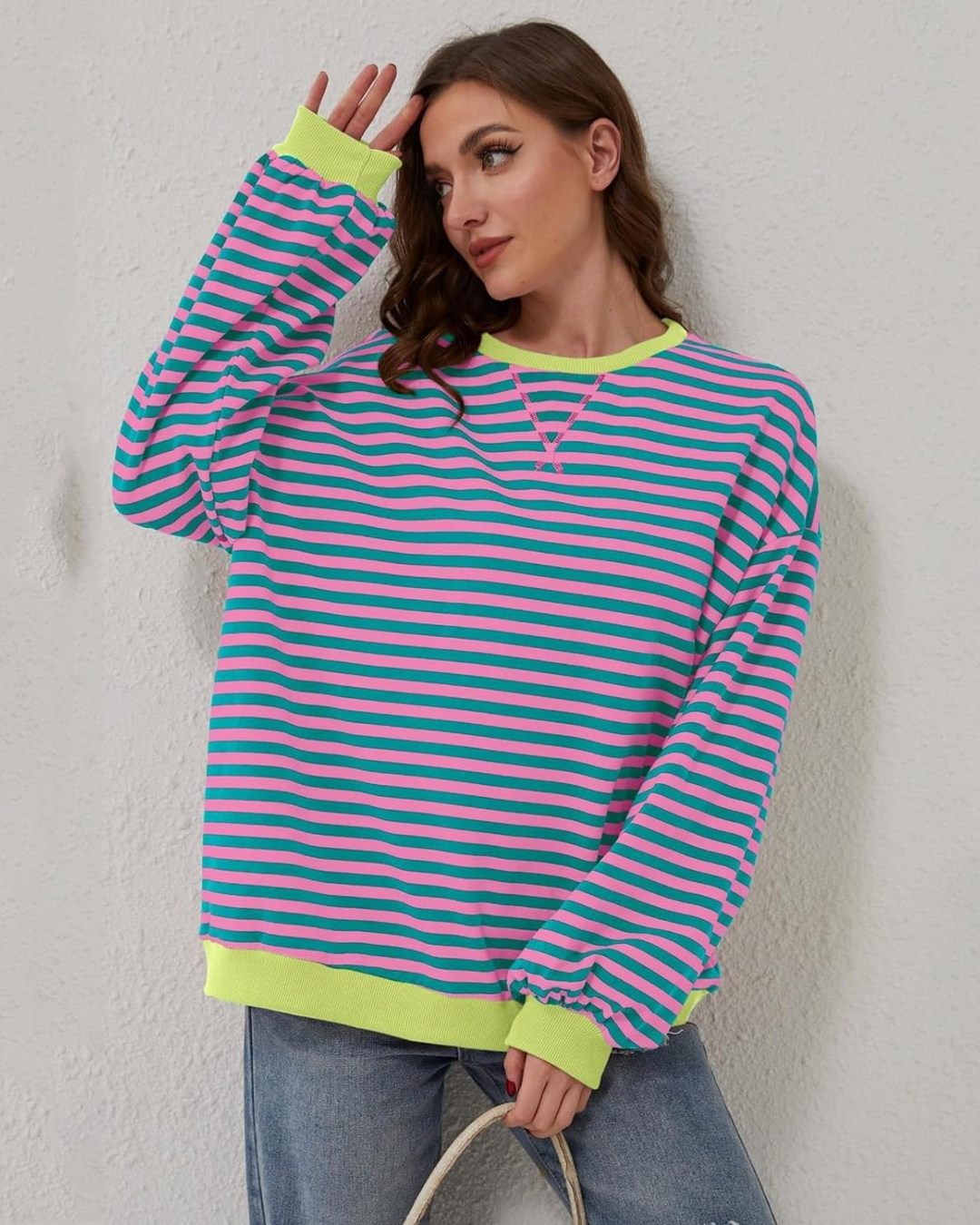 Dames Gestreepte Lange Mouwen Pullover Trui