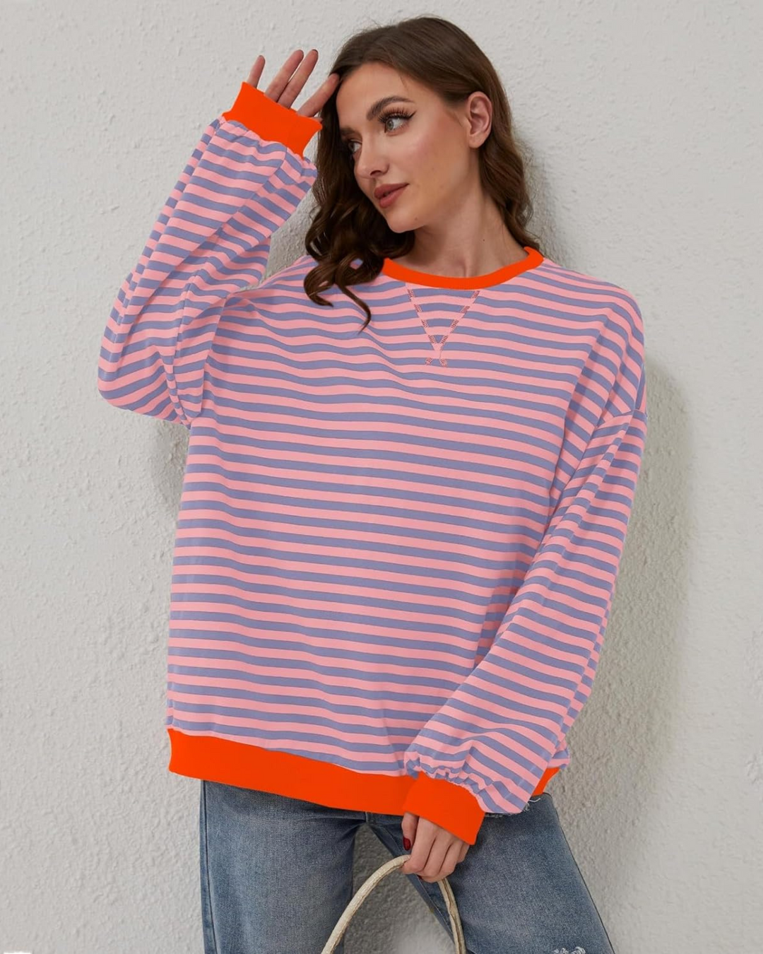 Dames Gestreepte Lange Mouwen Pullover Trui