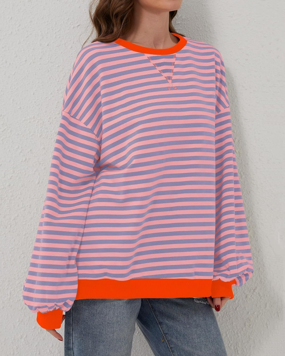 Dames Gestreepte Lange Mouwen Pullover Trui