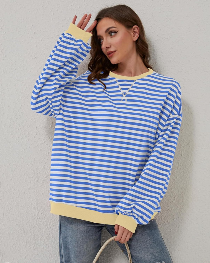 Dames Gestreepte Lange Mouwen Pullover Trui