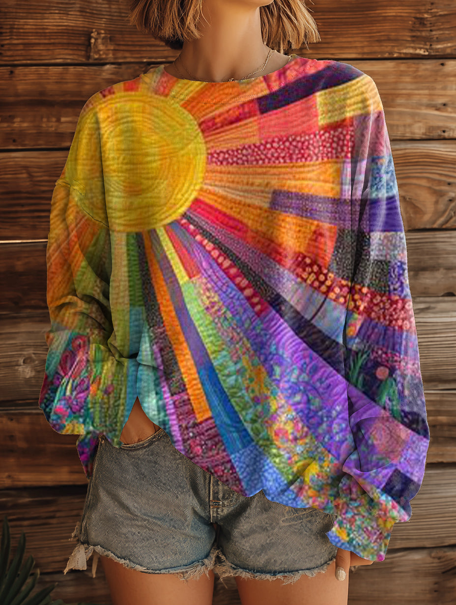 Sloane - Zonne-Collage Kunst Sweatshirt