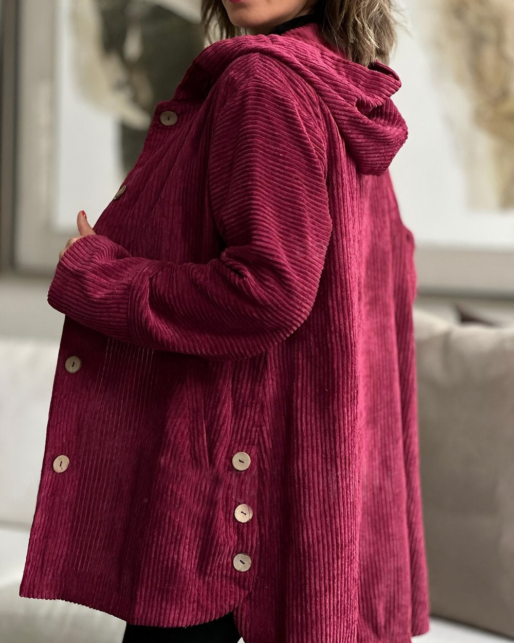 Cordia - Comfortabele Cord-Jack met Kap