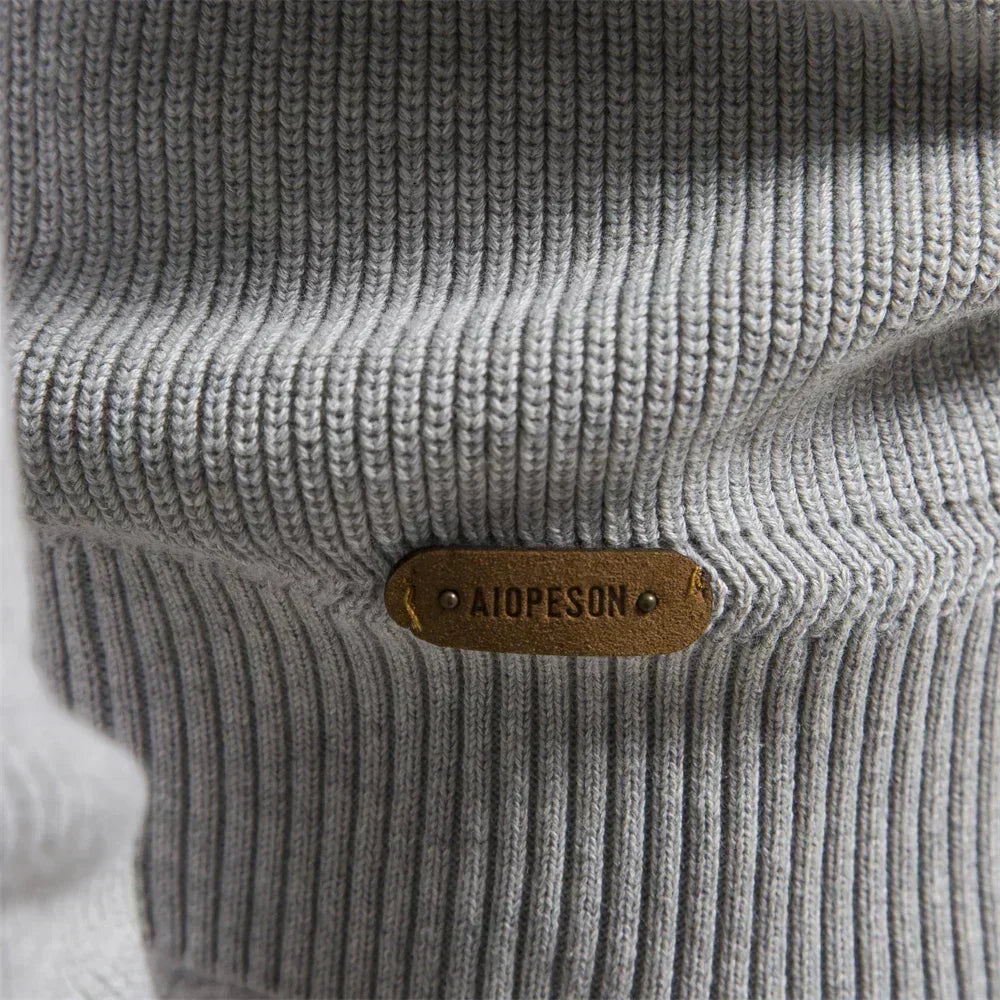 Heren Gebreide Kwart-Zip Klassieke Ribbelsweater
