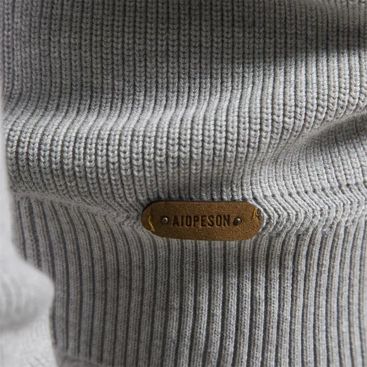 Heren Gebreide Kwart-Zip Klassieke Ribbelsweater