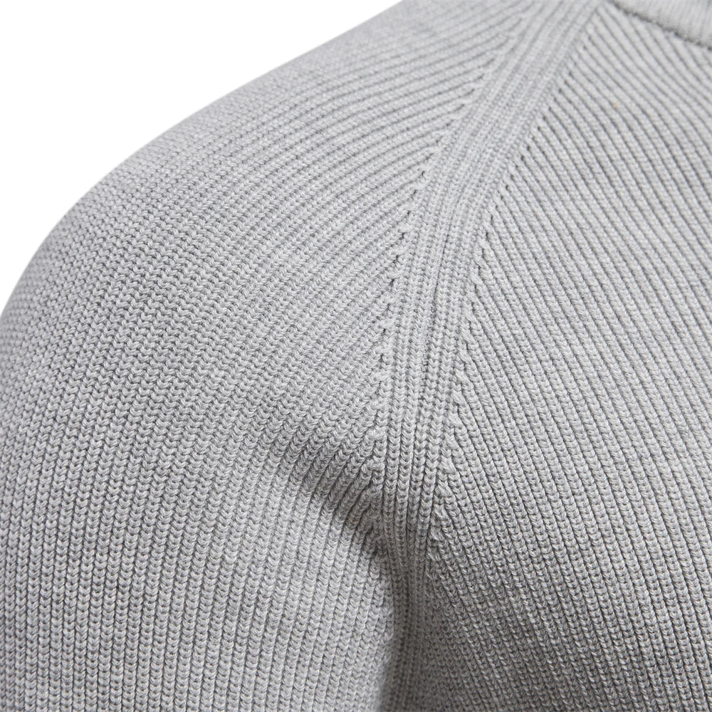 Heren Gebreide Kwart-Zip Klassieke Ribbelsweater