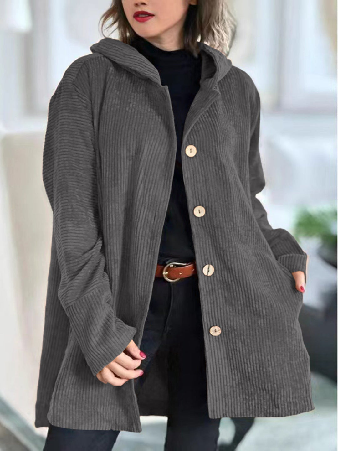 Cordia - Comfortabele Cord-Jack met Kap