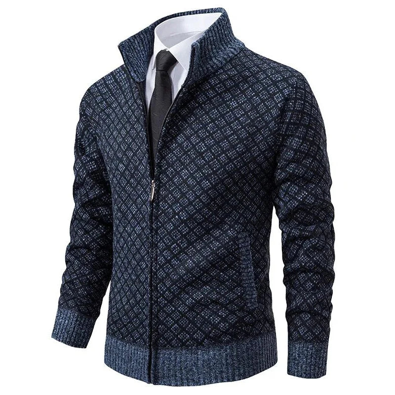 Heren Textured Zip-Up Brei Cardigan
