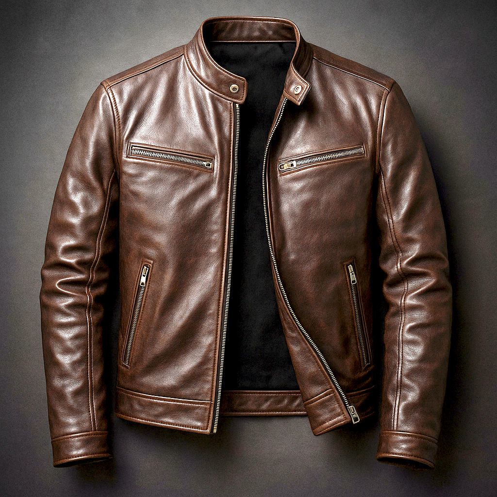 Heren Klassieke Faux Leren Zip-Up Jast