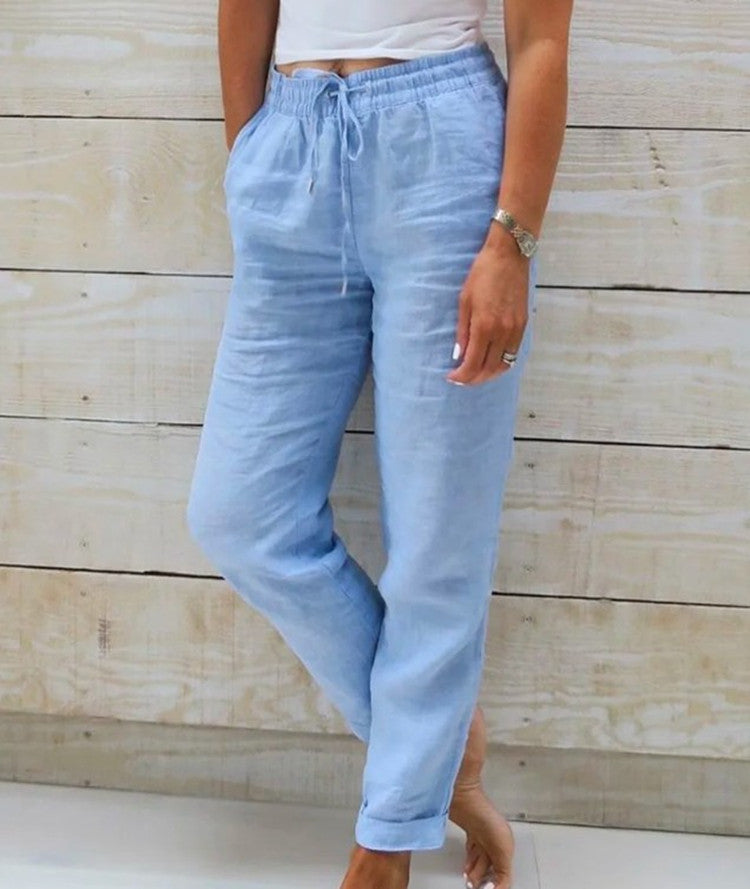 Casual Broek Met Elastische Taille En Rechte Pijpen