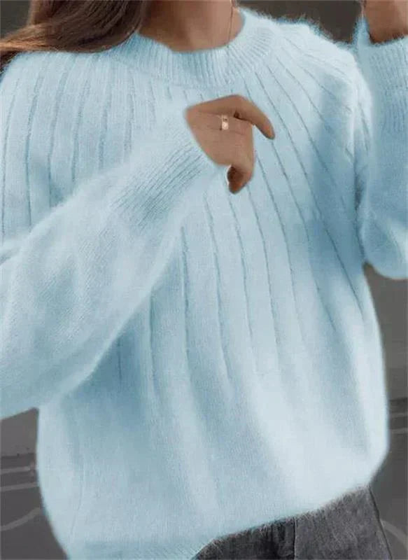 Dames Geribbelde Relaxed Fit Casual Trui