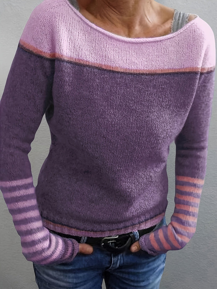 Francesca | Kleur-Block Bootneck Trui