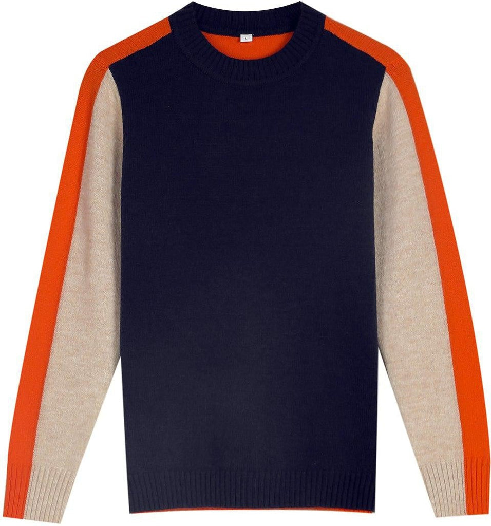 Dames Color Block Gebreide Trui met Contrast Mouwen