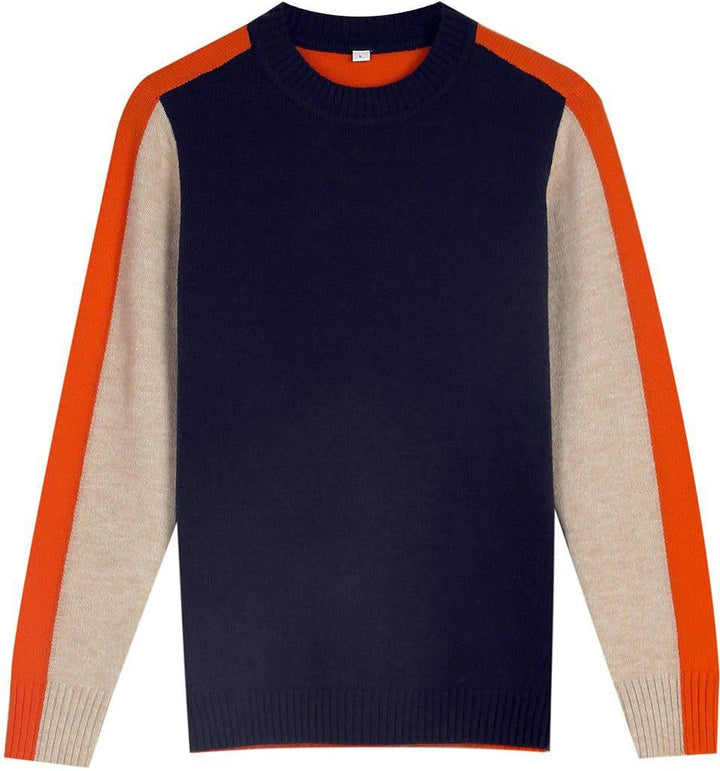 Dames Color Block Gebreide Trui met Contrast Mouwen