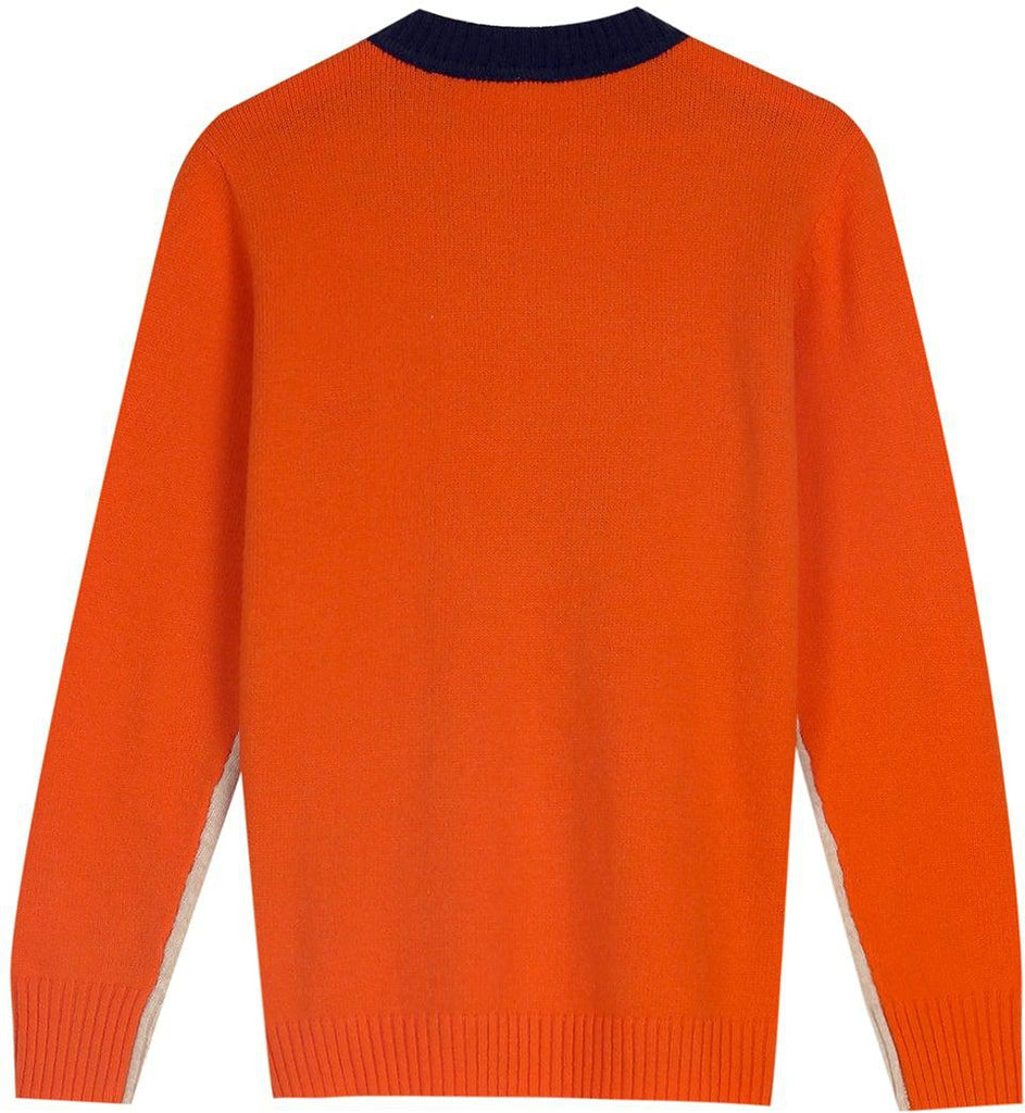 Dames Color Block Gebreide Trui met Contrast Mouwen