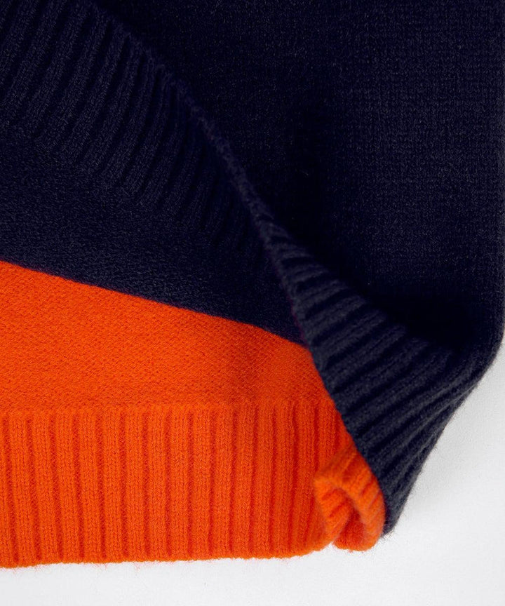 Dames Color Block Gebreide Trui met Contrast Mouwen