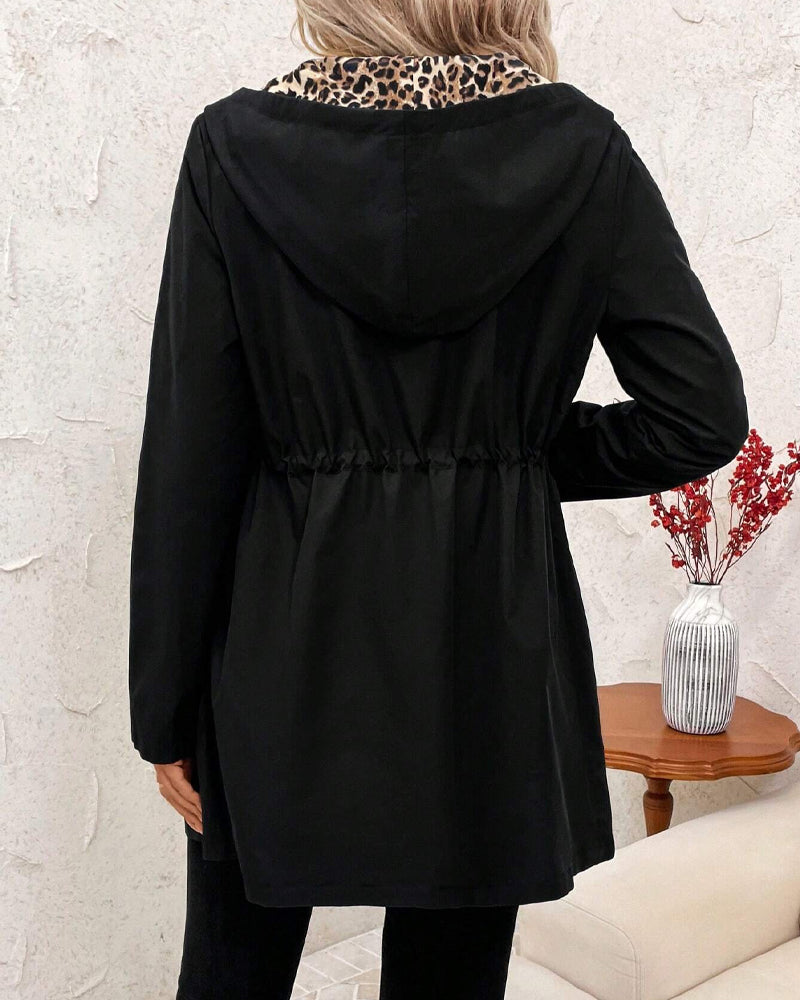 Omkeerbare Leopard Gevoerde Hooded Jast