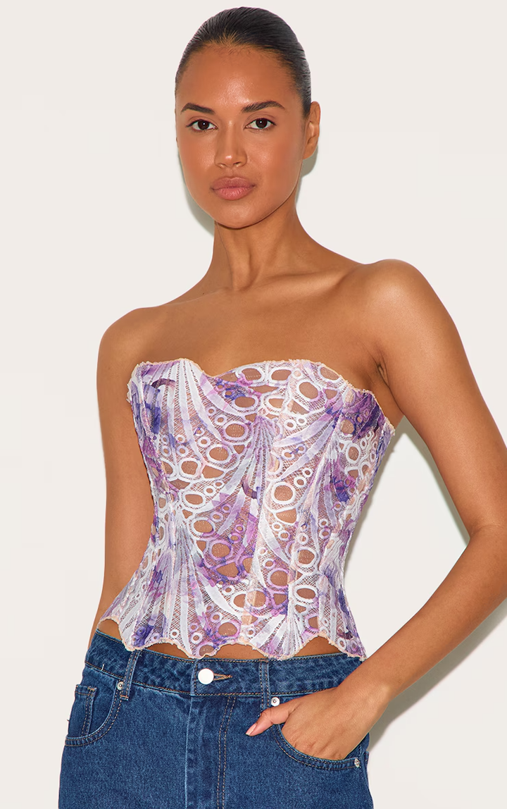 Kanten Corset Top Met Strapless Pasvorm Voor Dames