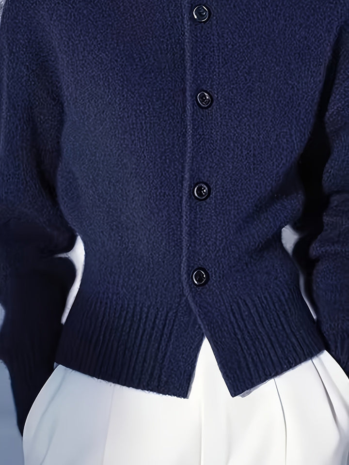 Margot | Hoge Hals Knop Cardigan