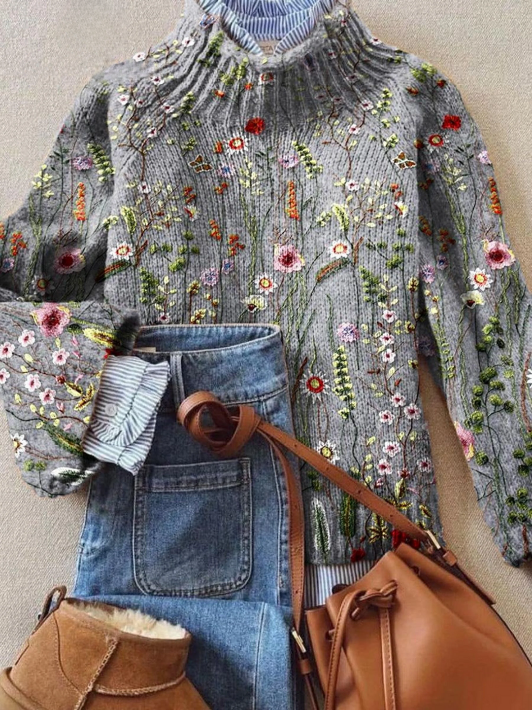 Abigail | Tijdloze Vintage Bloemen Trui