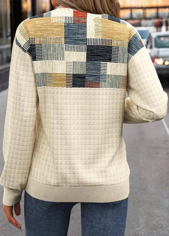 Linora | Patchwork-Trui met Knopen