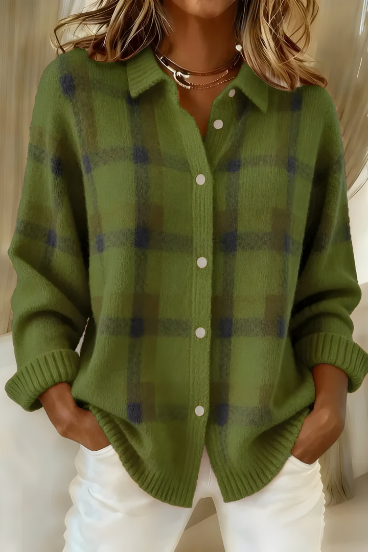 Anna - Zachte Gebreide Ruit Cardigan