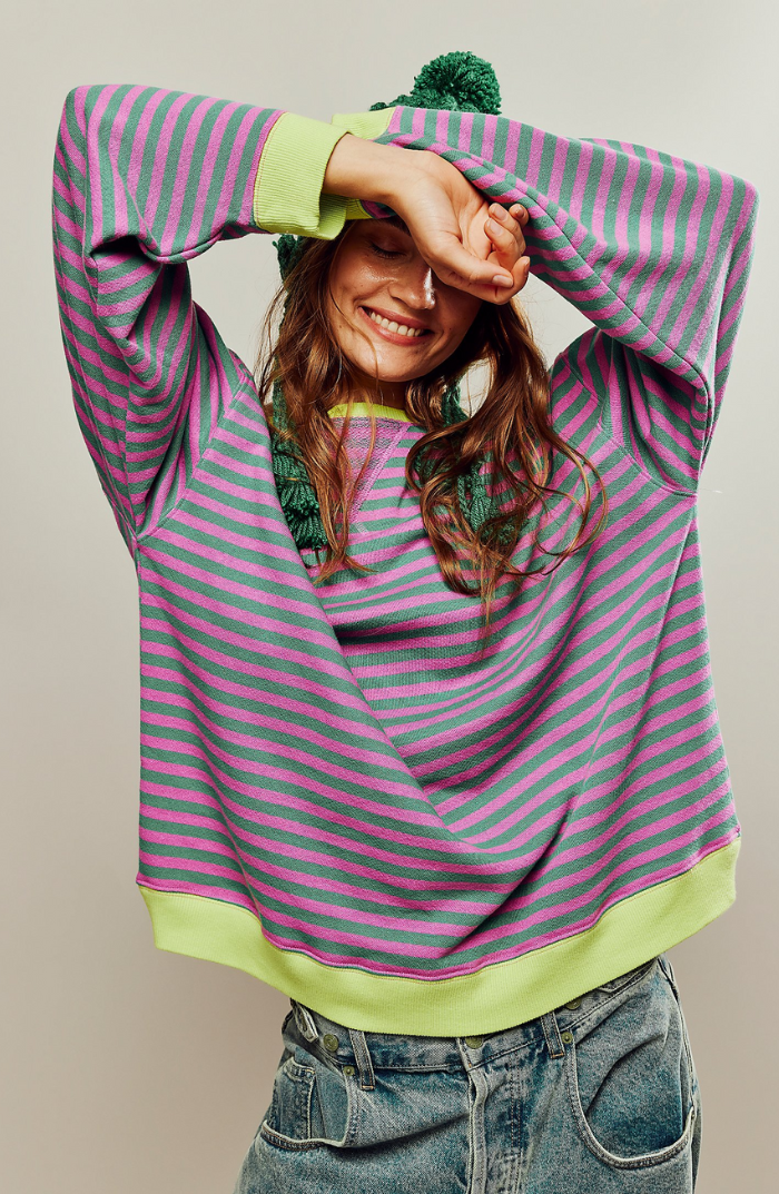 Stijlvolle Gestreepte Oversized Trui voor Vrouwen