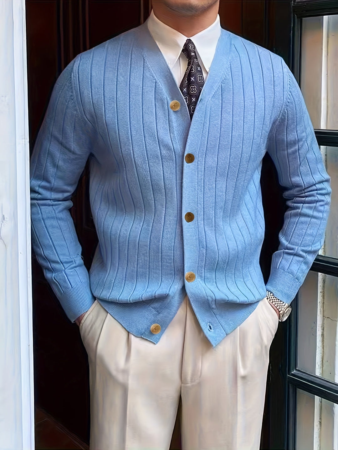 Arthur | Geribbelde Knopen Cardigan