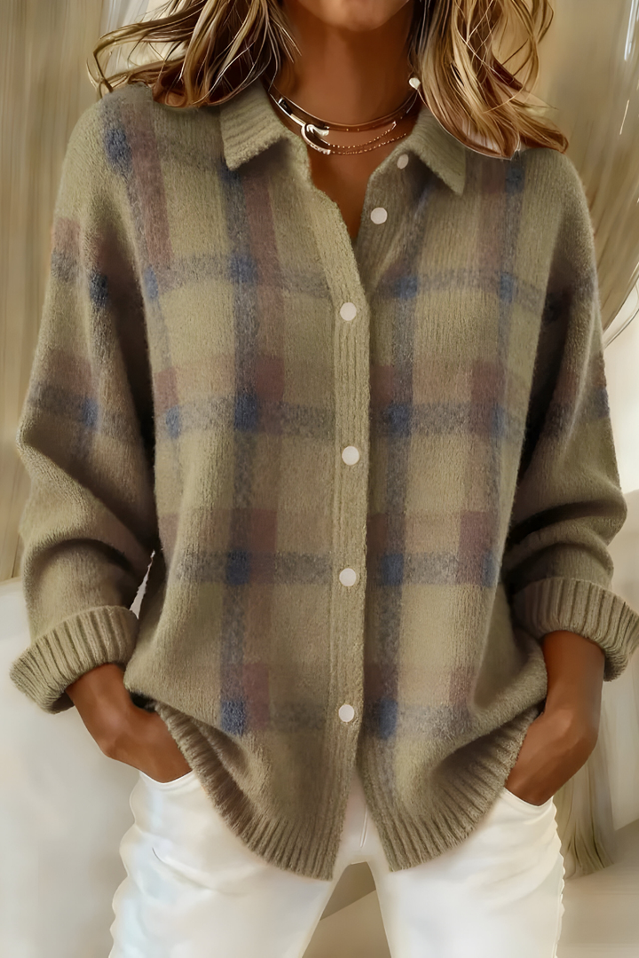 Anna - Zachte Gebreide Ruit Cardigan