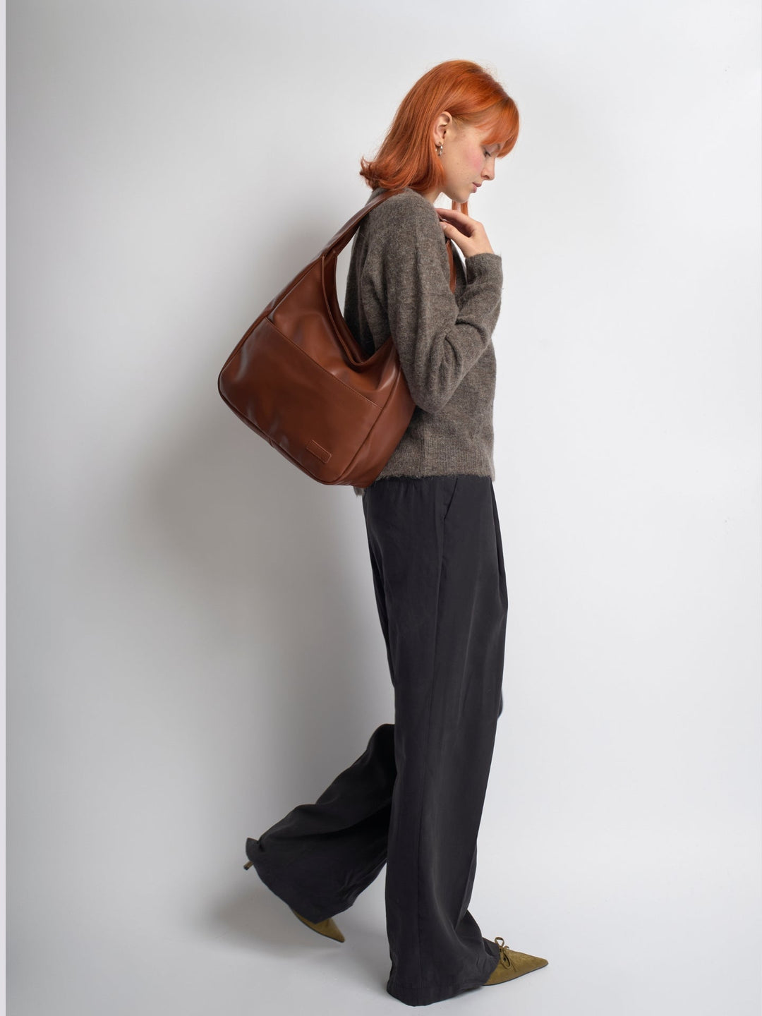 Minimalistisch vegan leer hobo schoudertas