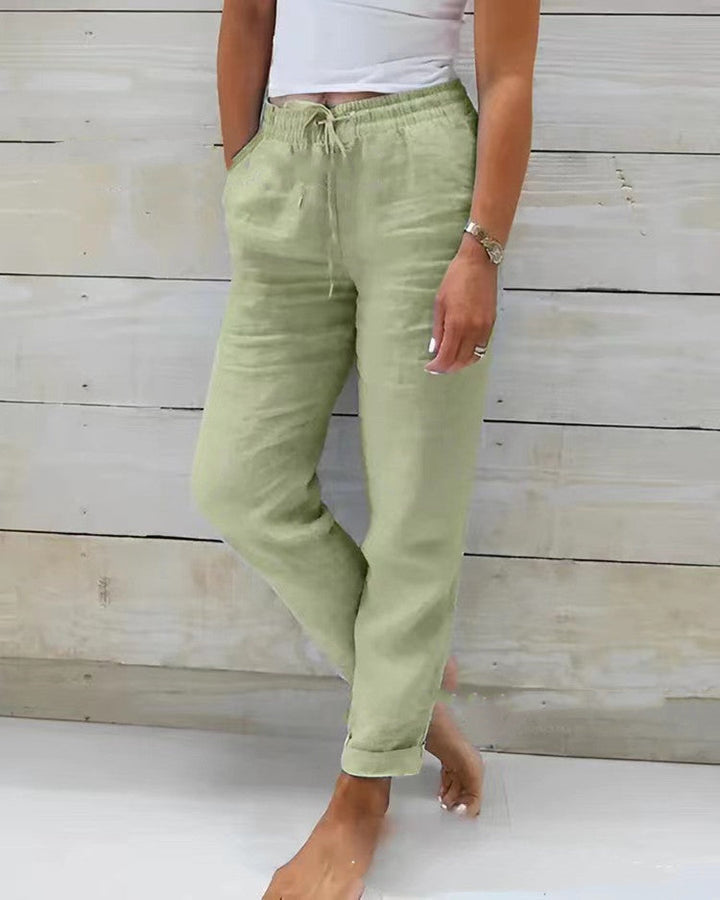 Casual Broek Met Elastische Taille En Rechte Pijpen