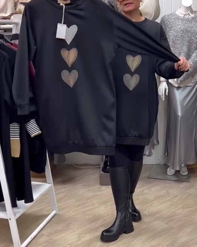 Francine - Dames lange mouwen Hartpatroon Sweatshirt