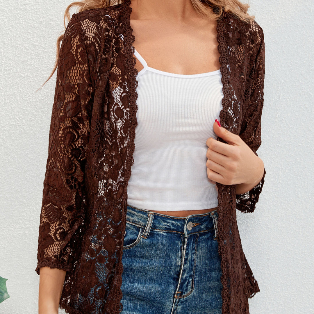 Cassandra | Bloemig Opengewerkt Cardigan