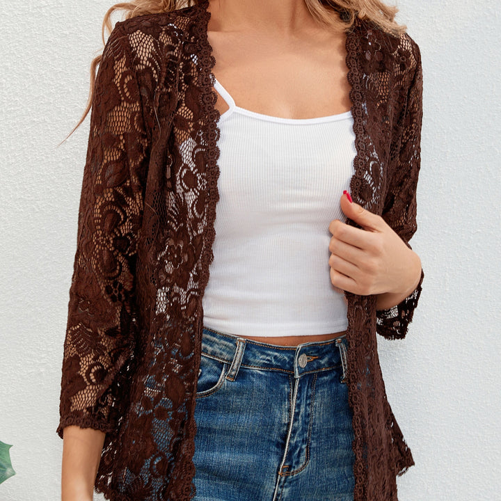 Cassandra | Bloemig Opengewerkt Cardigan