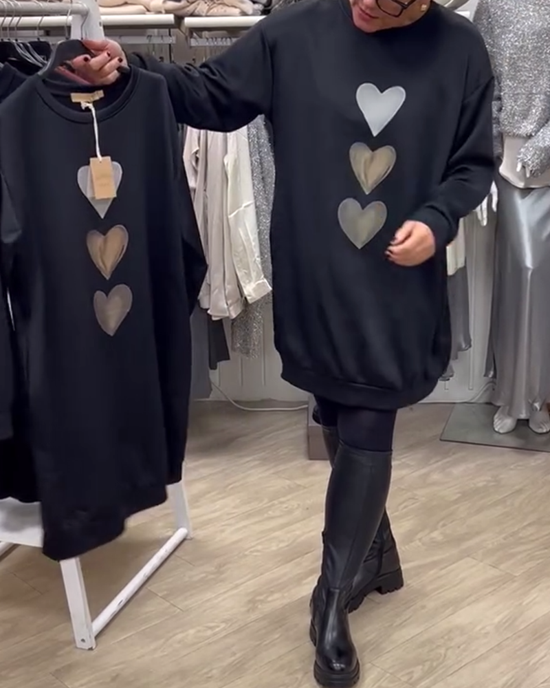 Francine - Dames lange mouwen Hartpatroon Sweatshirt