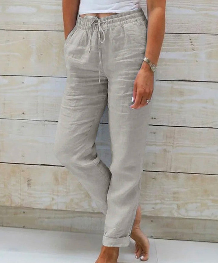 Casual Broek Met Elastische Taille En Rechte Pijpen