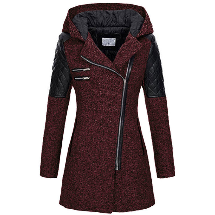 Zoë - Stijlvolle Schuin-Zip Winterjas