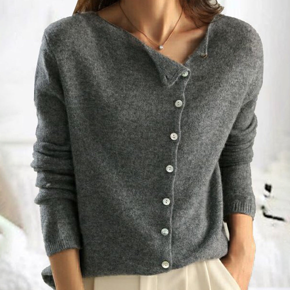 Dames Zachte Brei Knopen V-Hals Cardigan