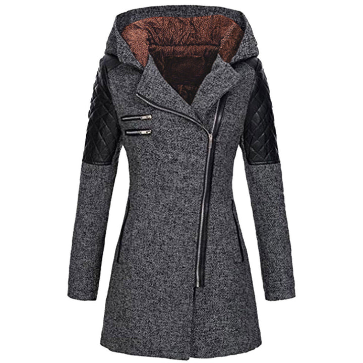Zoë - Stijlvolle Schuin-Zip Winterjas