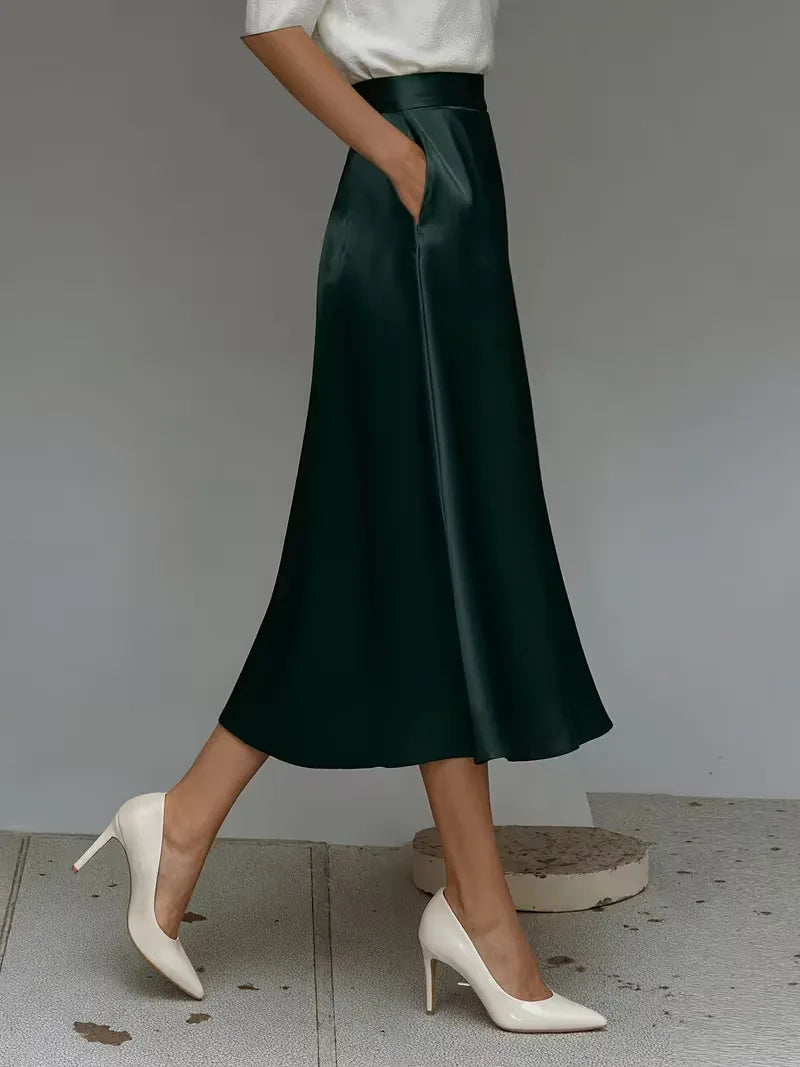 Satijnen rok met hoge taille