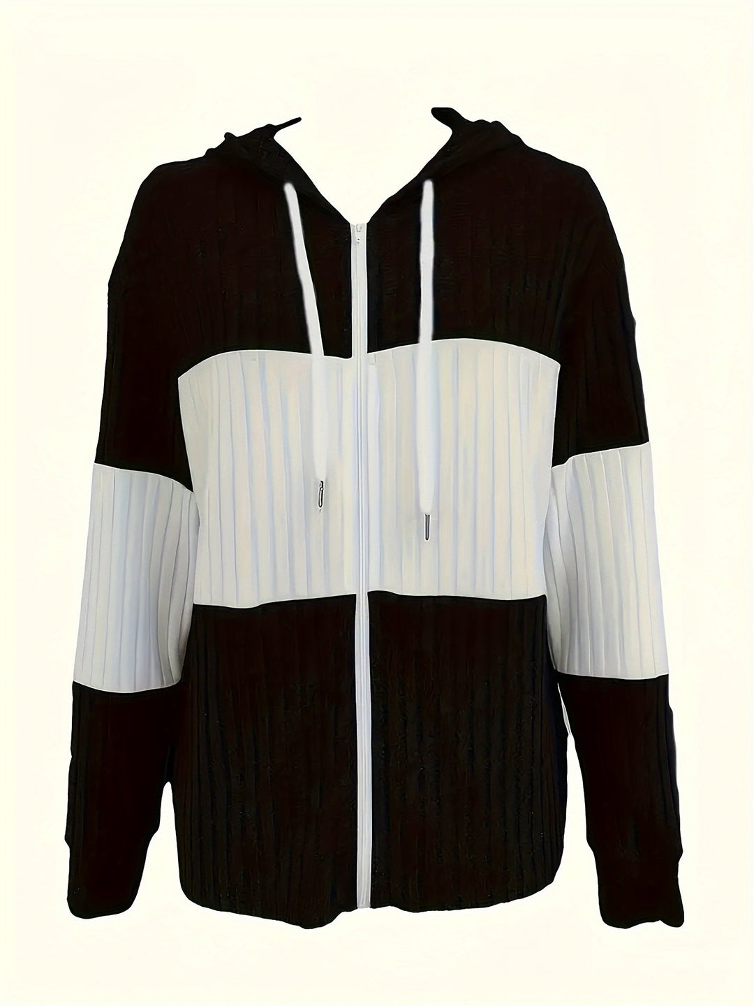 Cecilia | Getextureerde Kleurblok Hooded Jast
