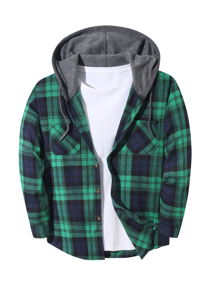 Braxton | Geruit Hooded Shirt
