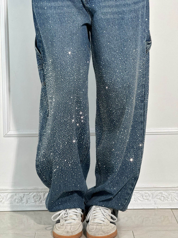 Trendy Glanzende Dames Jeans met Wijde Pijpen