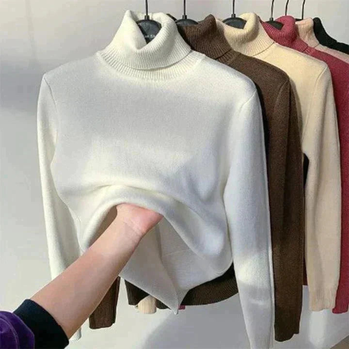 Leonie - Beige Coltrui met Fleece Voering