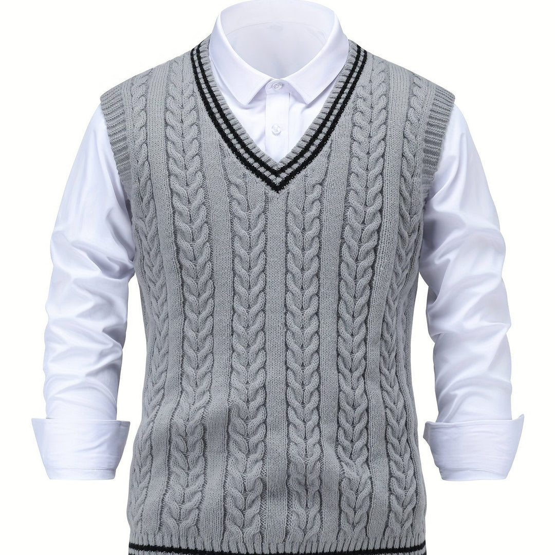 Gideon | Kabelgebreide V-hals Sweater Vest